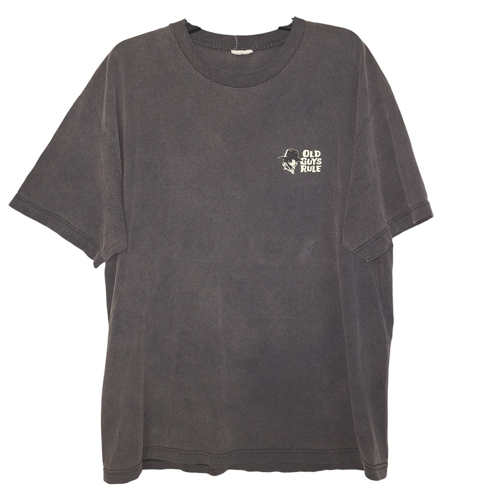 Vintage Old Guys Rule John Wayne T-Shirt 2XL Charcoal Gray 100% Cotton Tee